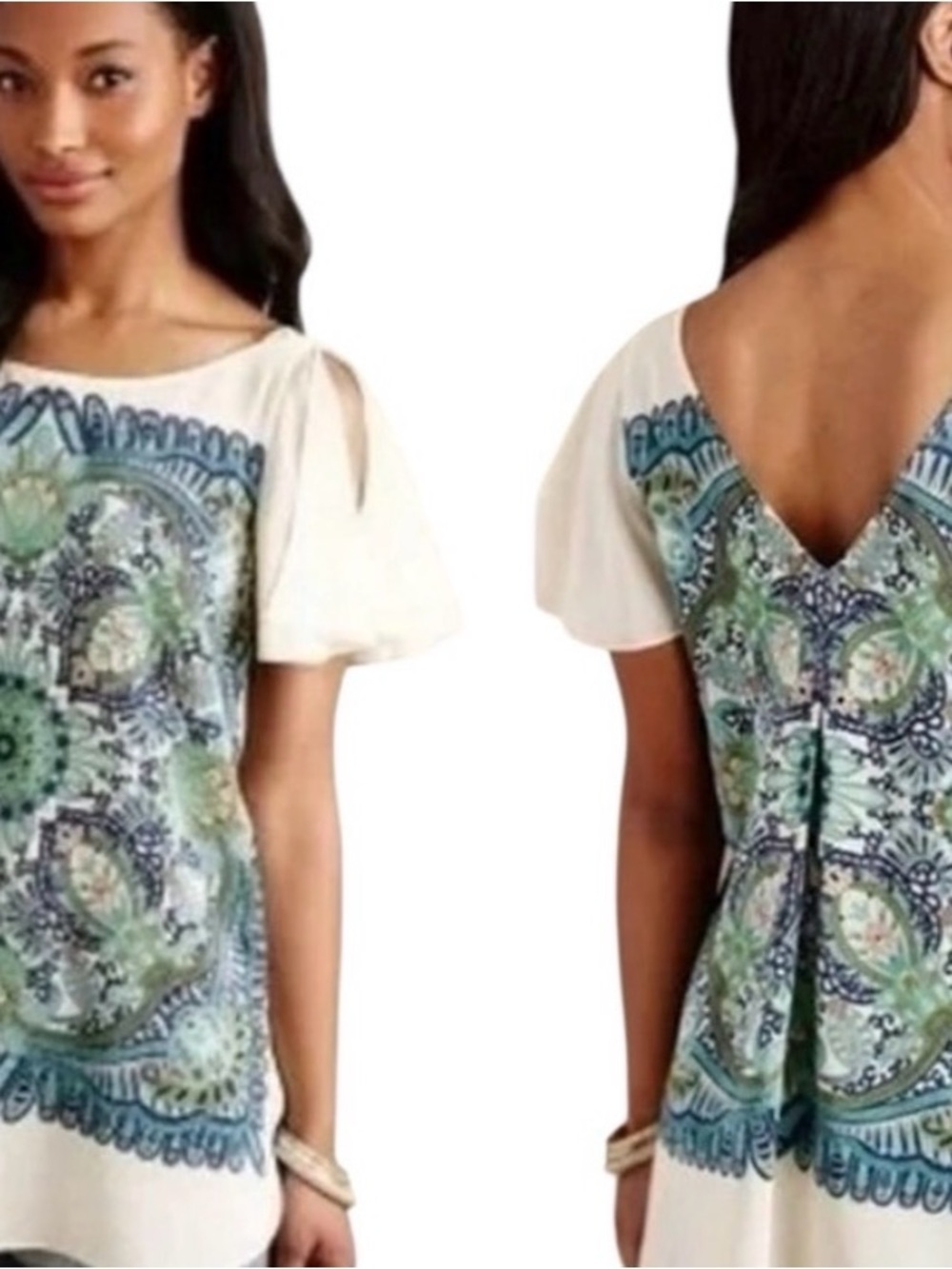 Anthropologie Maeve Cream Silk tunic top size XS - Picture 2 of 12
